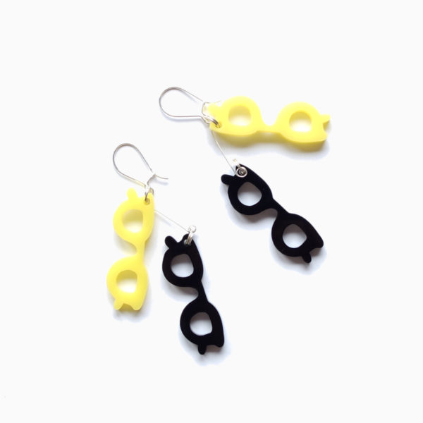 abstract faces earrings yellow