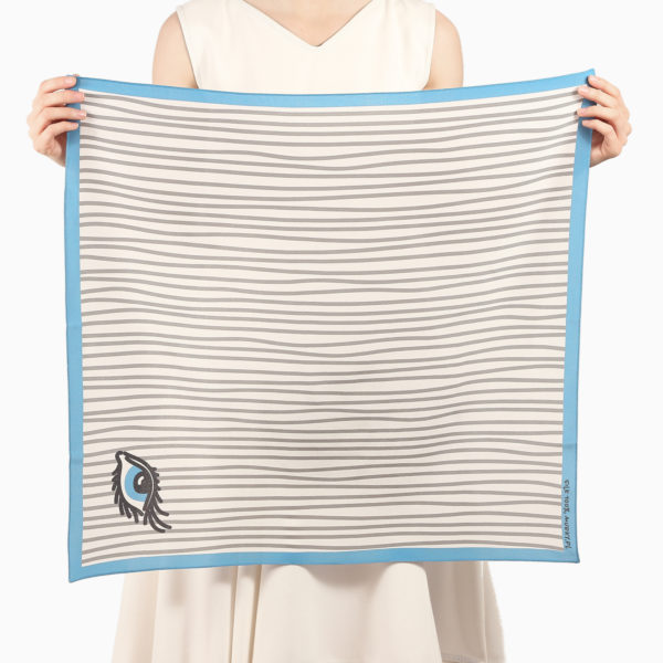 silk scarf stripe print blue